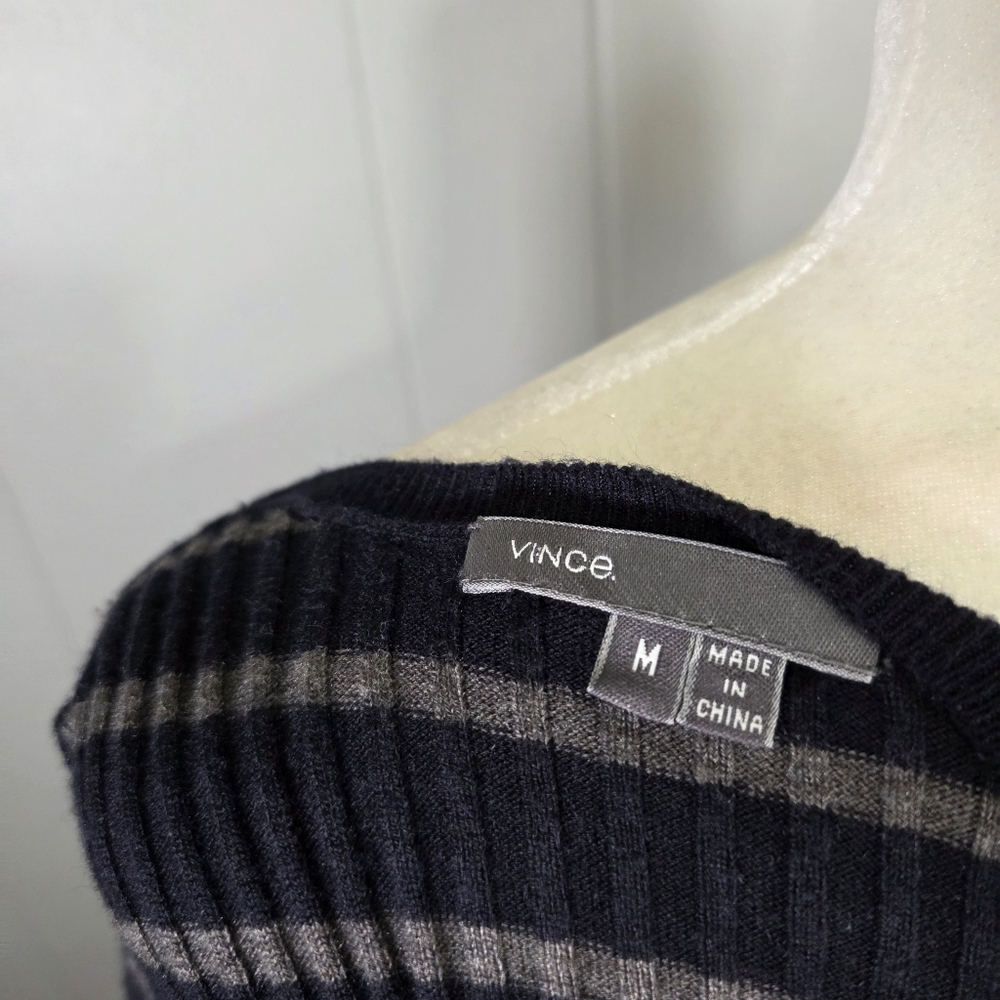 Vince Striped Cashmere Blend Crewneck Sweater Size M - Picture 10 of 12